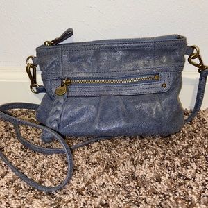 B Makowsky Blue Small Crossbody Genuine Leather